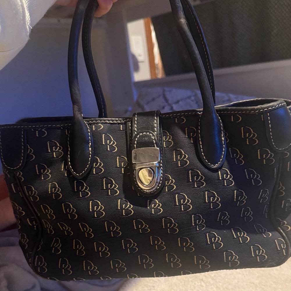 Dooney & Bourke Black and Gold Monogram Satchel